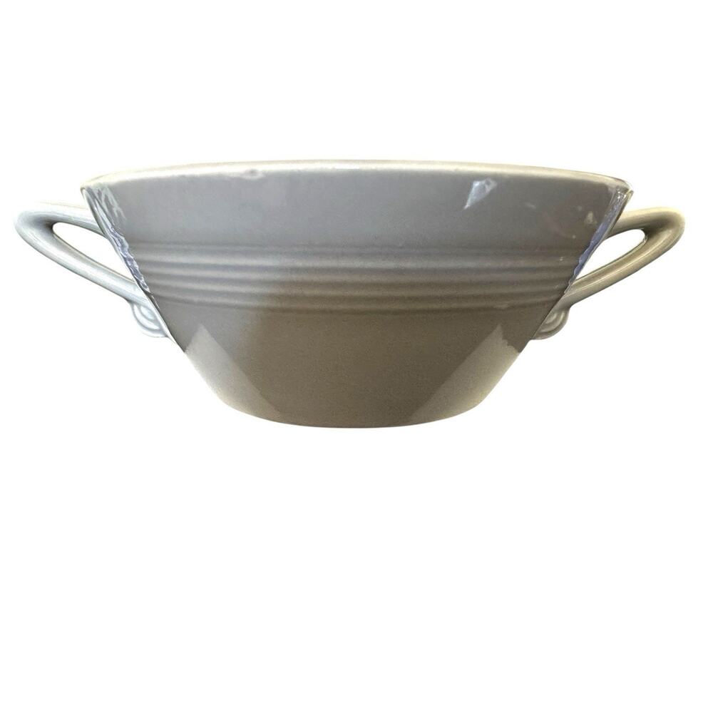 Vintage Homer Laughlin Harlequin Gray Grey Cream Soup Coupe EUC Hard To Find